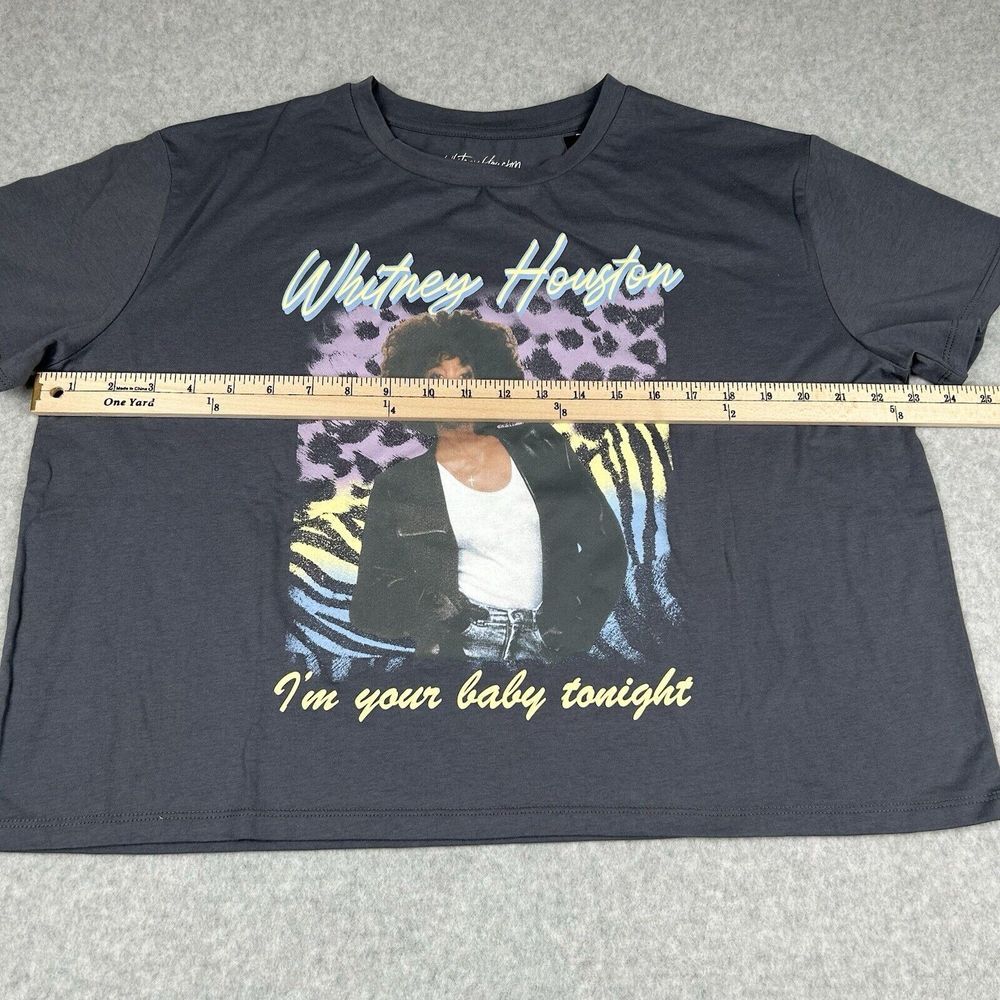 Whitney Houston Graphic Womens Sz L Crop T-Shirt I'm Your Baby Tonight - Picture 3 of 6